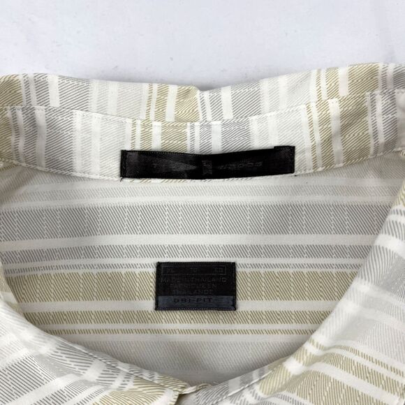 Mens Nike Golf Dri-Fit Tiger Woods Short Sleeve Button Up Shirt Sz XL Striped - Picture 6 of 9
